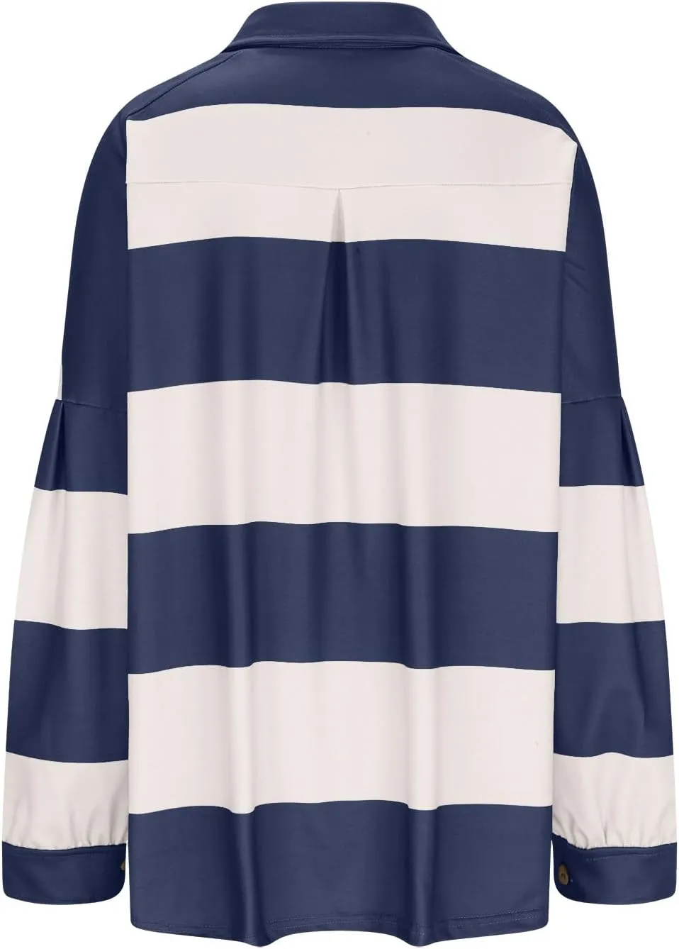 Womens Tops Dressy Casual Long Sleeve Quarter Buttons Striped Shirts Plus Size V Neck Oversized Blouse Fall Clothes