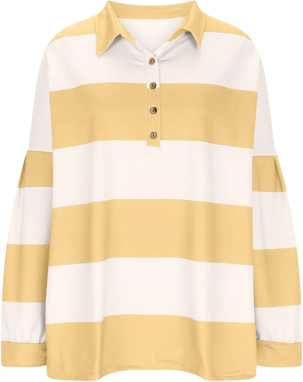 Womens Tops Dressy Casual Long Sleeve Quarter Buttons Striped Shirts Plus Size V Neck Oversized Blouse Fall Clothes