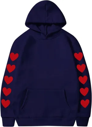 Womens Valentines Day Sweatshirt Long Sleeve Fleece Plush Casual Pullover Hoodies Love Heart Graphic Tees Cute Blouses Tops
