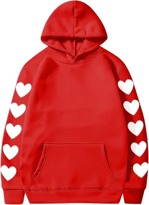Womens Valentines Day Sweatshirt Long Sleeve Fleece Plush Casual Pullover Hoodies Love Heart Graphic Tees Cute Blouses Tops