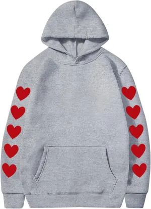 Womens Valentines Day Sweatshirt Long Sleeve Fleece Plush Casual Pullover Hoodies Love Heart Graphic Tees Cute Blouses Tops
