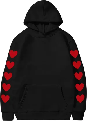 Womens Valentines Day Sweatshirt Long Sleeve Fleece Plush Casual Pullover Hoodies Love Heart Graphic Tees Cute Blouses Tops