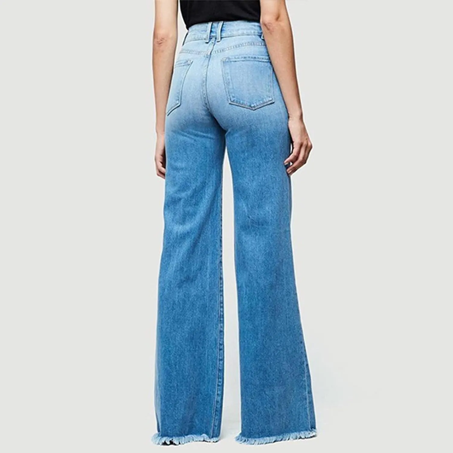 Womens Wide Leg Flared Denim Pants Stylish 2024 Button Down High Waisted Jeans Fall Casual Chic Skinny Straight Jeans