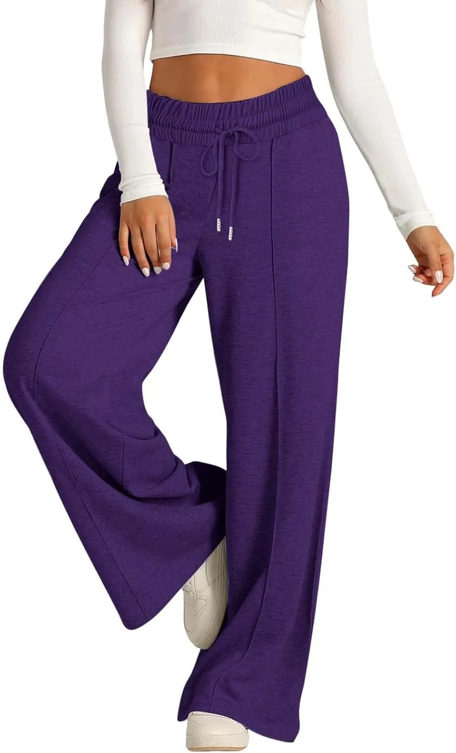 Womens Wide Leg Sweatpants High Waist Baggy Straight Leg Casual Drawstring Running Joggers Pants with Pockets