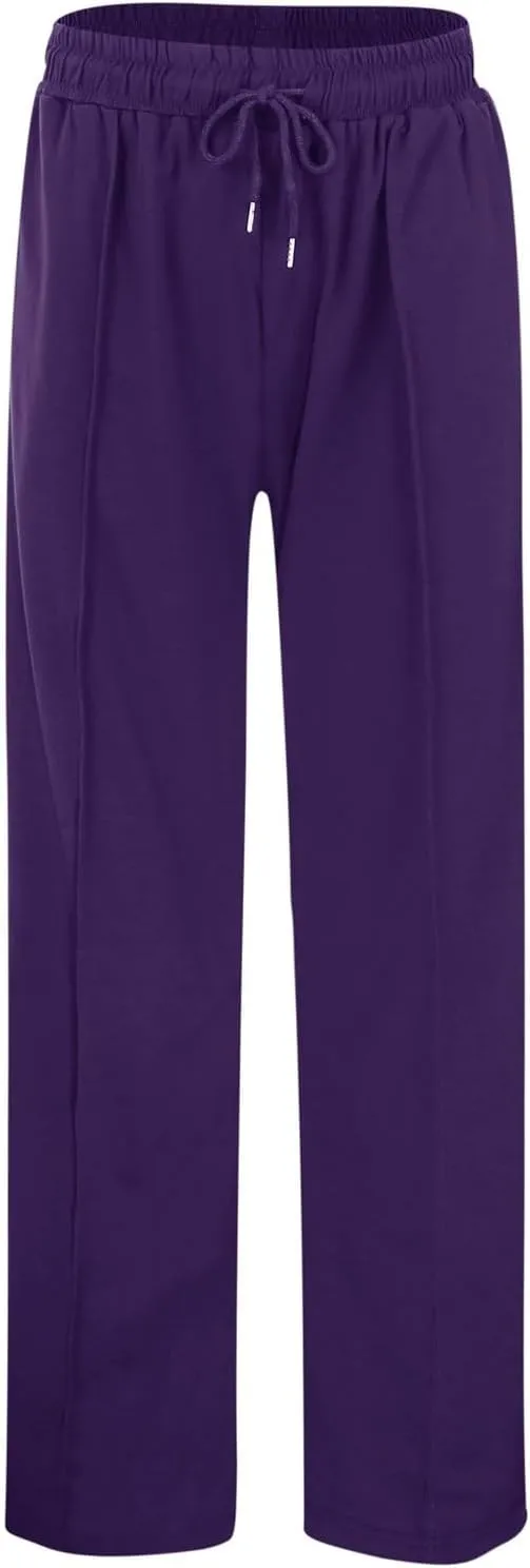 Womens Wide Leg Sweatpants High Waist Baggy Straight Leg Casual Drawstring Running Joggers Pants with Pockets