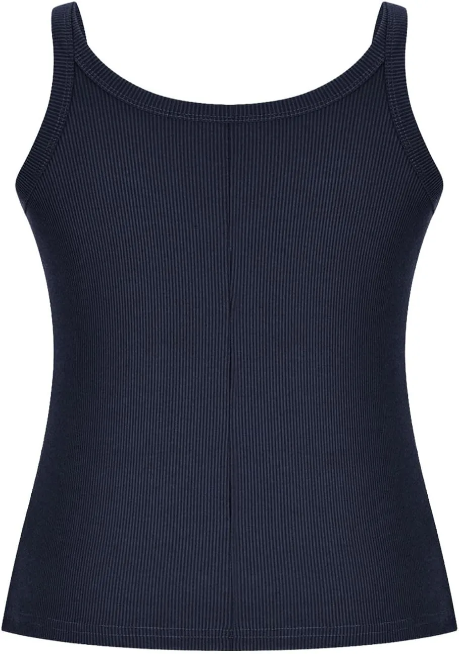 Women’s Workout Scoop Neck Tank Top Ribbed Sleeveless Cami Lightweight Solid Basic Spaghetti Strap Camisole Going Out Clothes