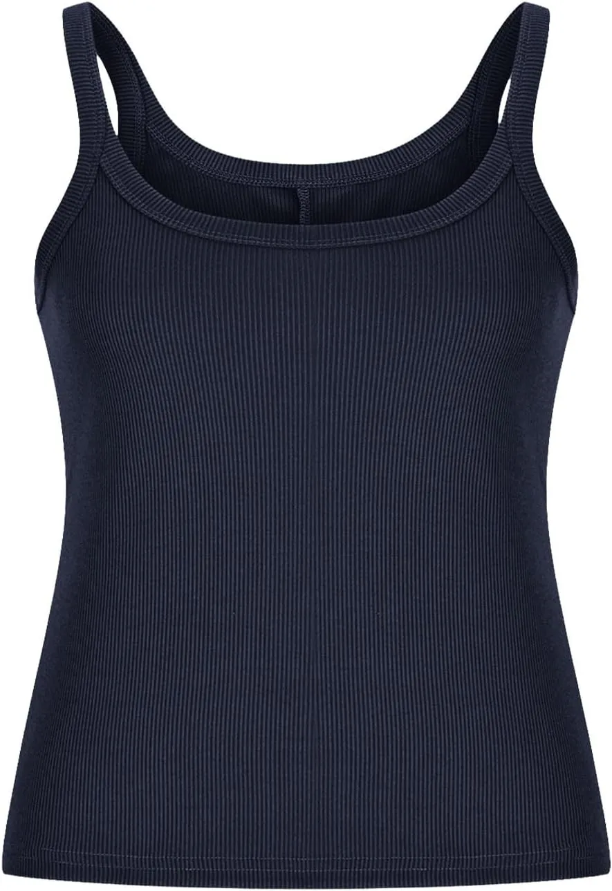 Women’s Workout Scoop Neck Tank Top Ribbed Sleeveless Cami Lightweight Solid Basic Spaghetti Strap Camisole Going Out Clothes