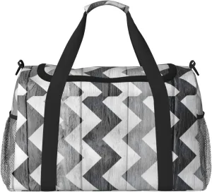 Wood Board Black And White Travel Duffel Bag Large Foldable Waterproof Overnight Bag For Beach Swim Bags Pool Sports Gym