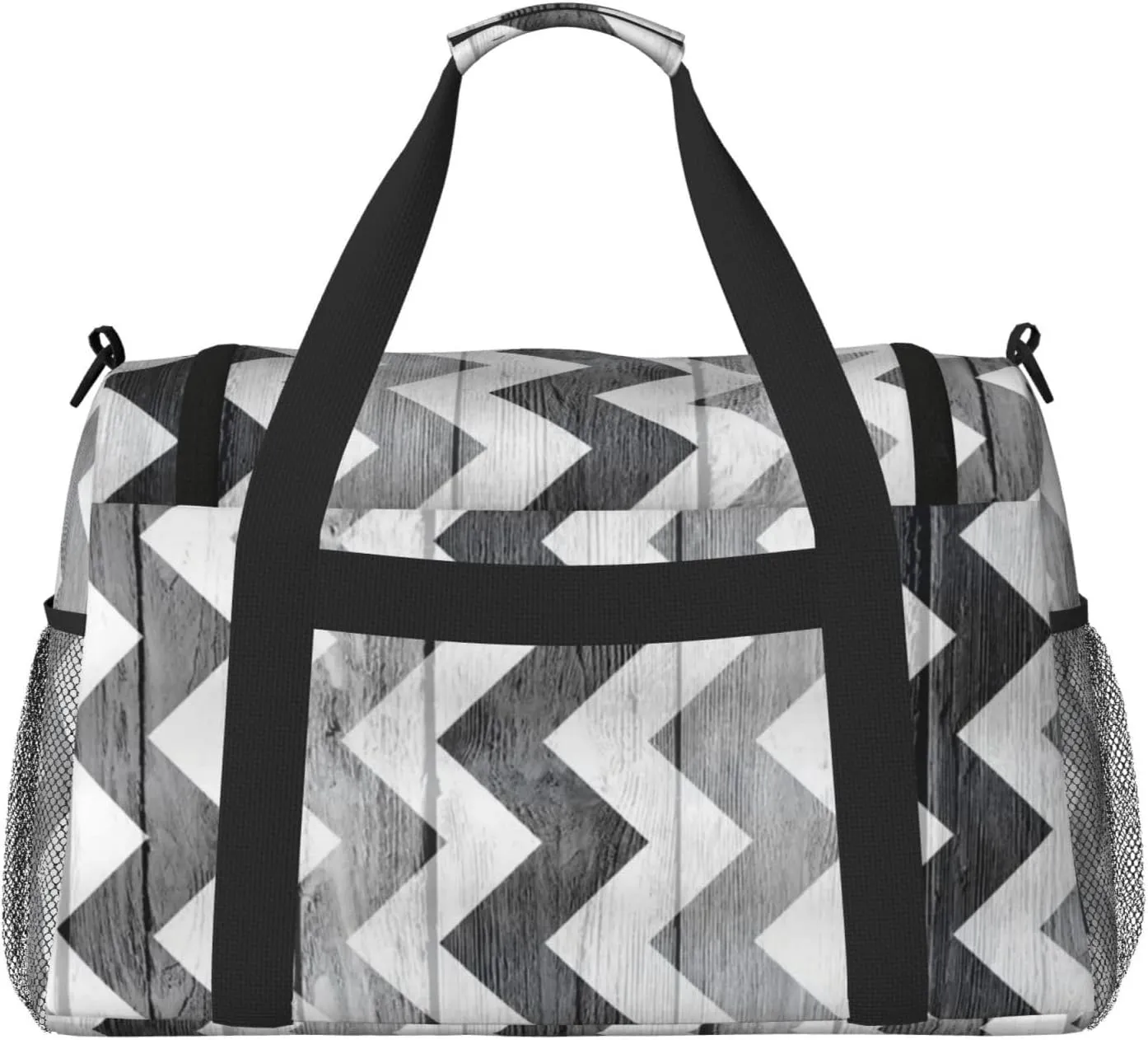 Wood Board Black And White Travel Duffel Bag Large Foldable Waterproof Overnight Bag For Beach Swim Bags Pool Sports Gym