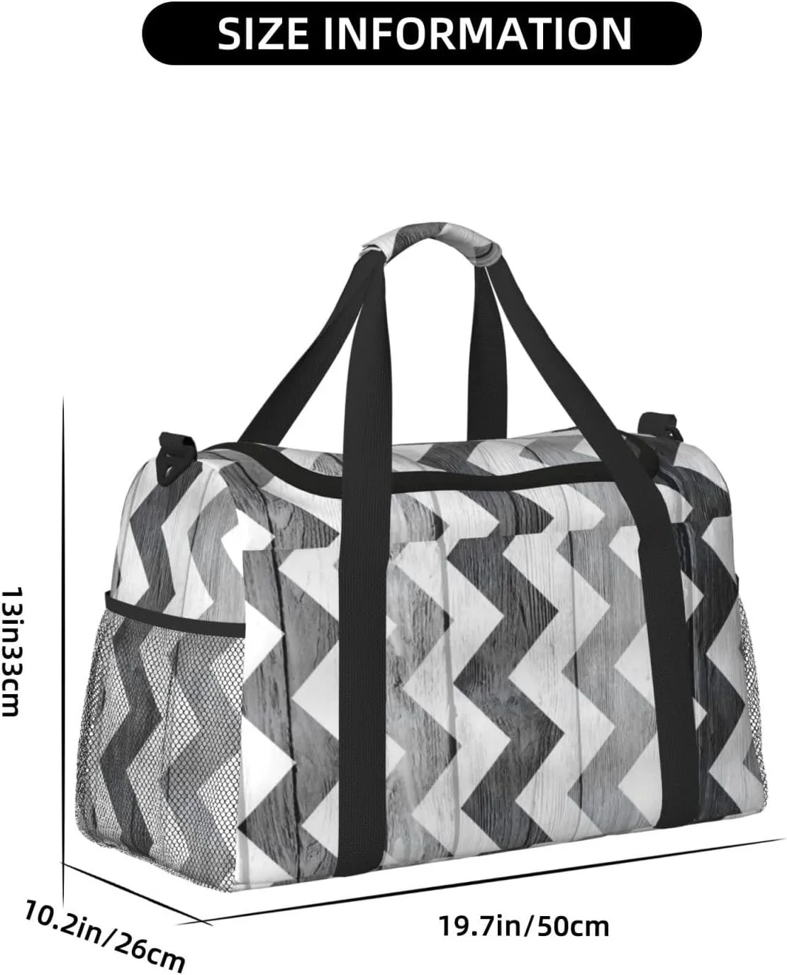 Wood Board Black And White Travel Duffel Bag Large Foldable Waterproof Overnight Bag For Beach Swim Bags Pool Sports Gym
