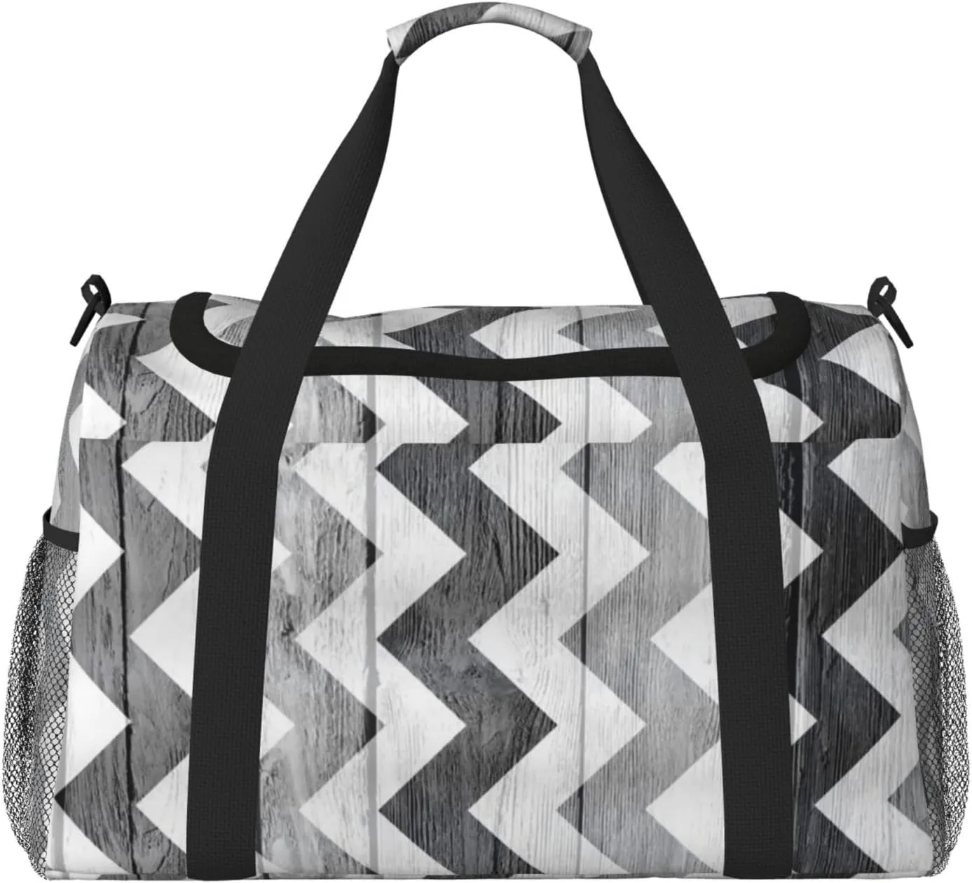 Wood Board Black And White Travel Duffel Bag Large Foldable Waterproof Overnight Bag For Beach Swim Bags Pool Sports Gym