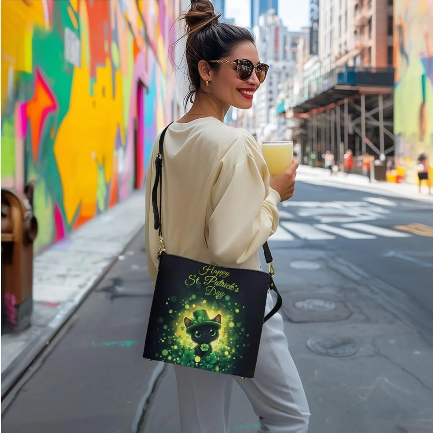 Work Crossbody Bucket Bag Set of 3 Large Shoulder Tote Bag for Women Wallet and Clutch Cosmetic Zipper Handbags