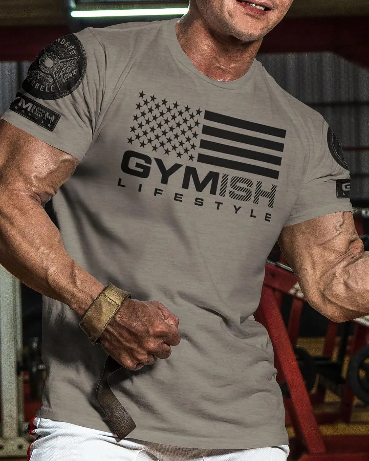 Workout Shirts for Men, Gymish American Flag Gym Shirt, Funny Lifting T-Shirt