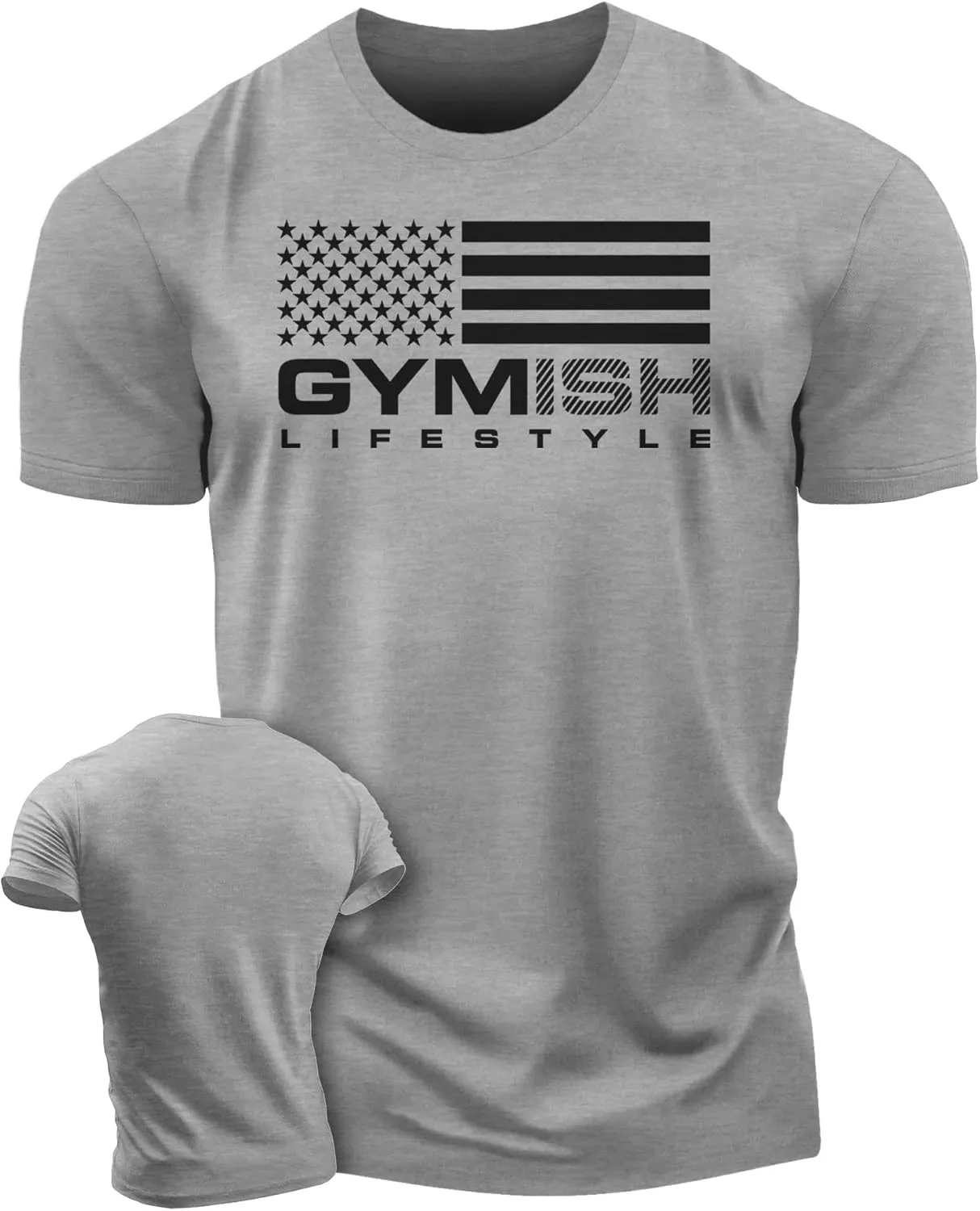 Workout Shirts for Men, Gymish American Flag Gym Shirt, Funny Lifting T-Shirt