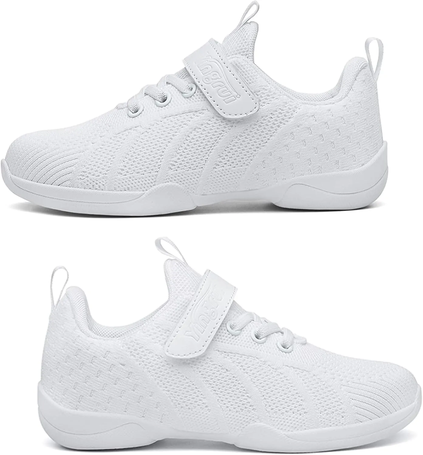 WUIWUIYU Youth Girls Boys Mesh Competition Cheerleading Gear Shoes White Dance Athletic Training Cheer Sneakers