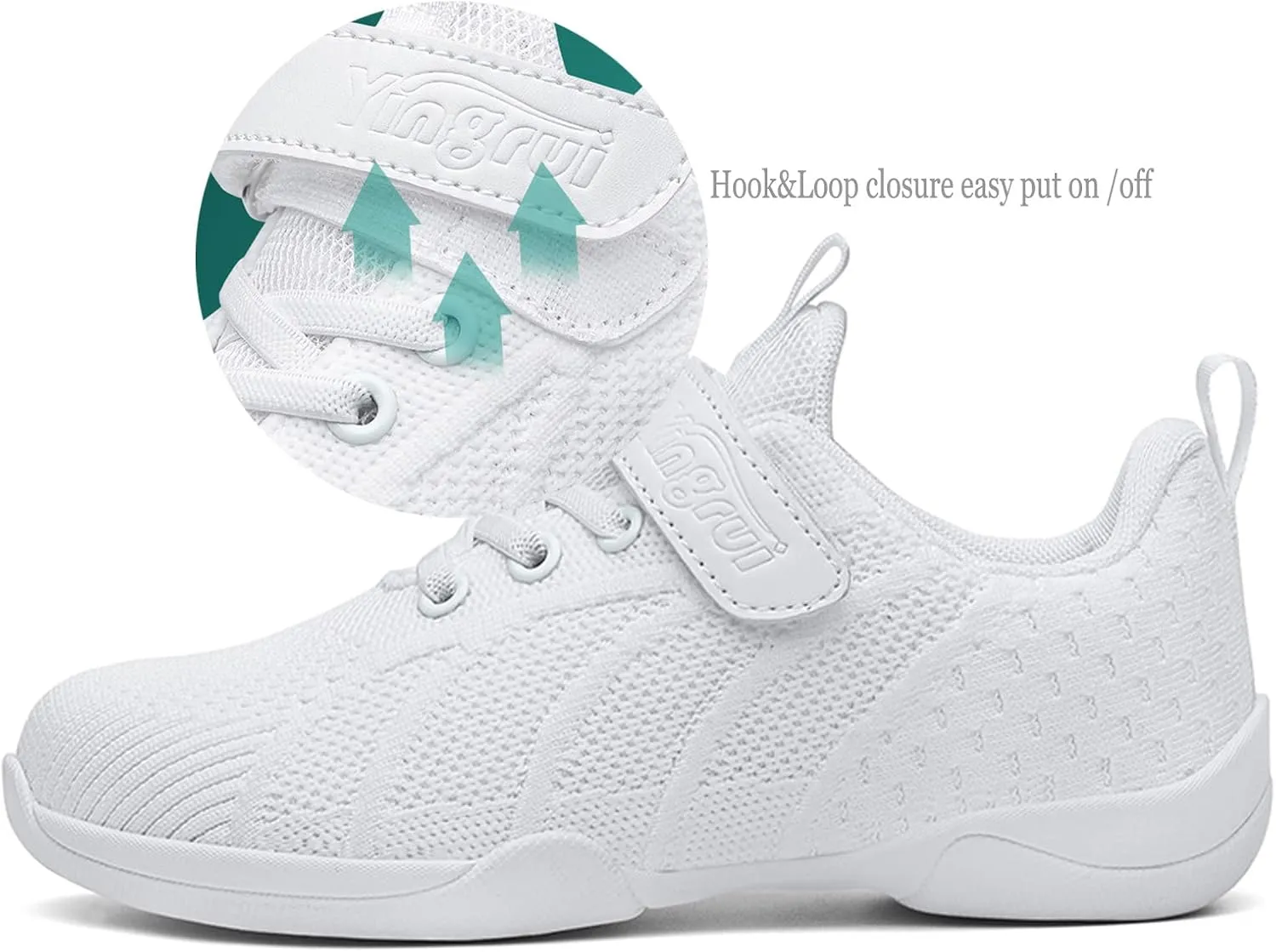 WUIWUIYU Youth Girls Boys Mesh Competition Cheerleading Gear Shoes White Dance Athletic Training Cheer Sneakers