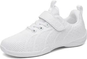 WUIWUIYU Youth Girls Boys Mesh Competition Cheerleading Gear Shoes White Dance Athletic Training Cheer Sneakers