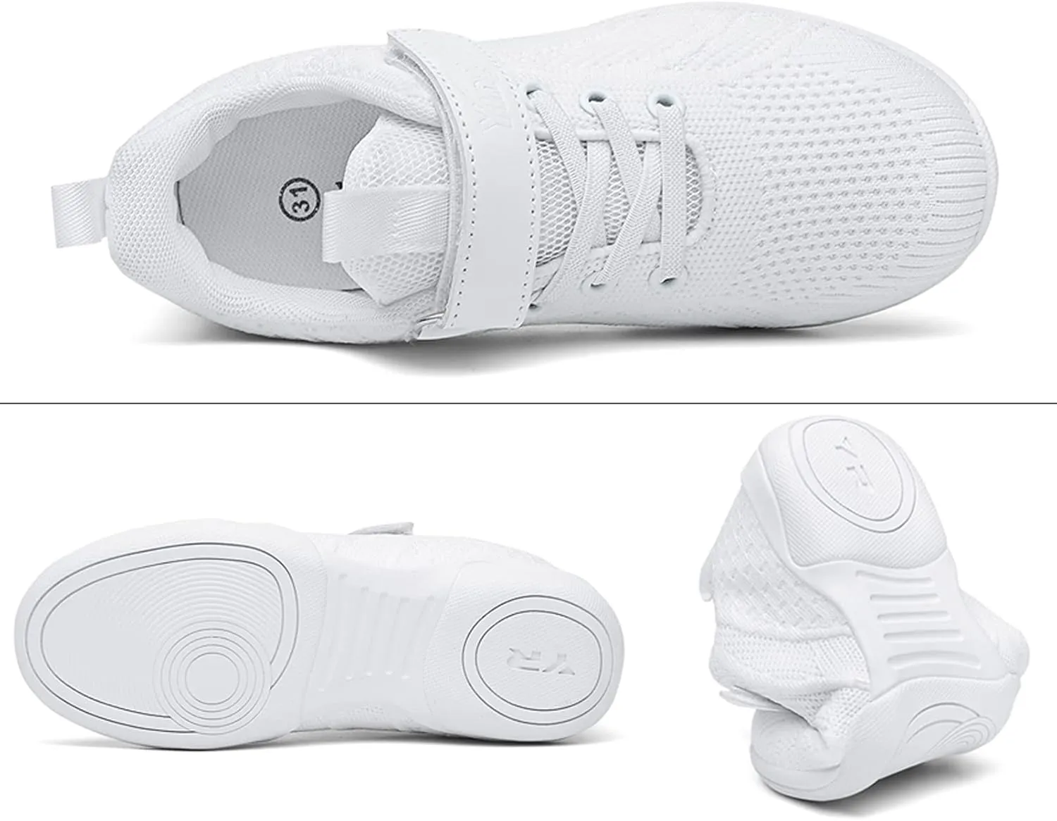 WUIWUIYU Youth Girls Boys Mesh Competition Cheerleading Gear Shoes White Dance Athletic Training Cheer Sneakers