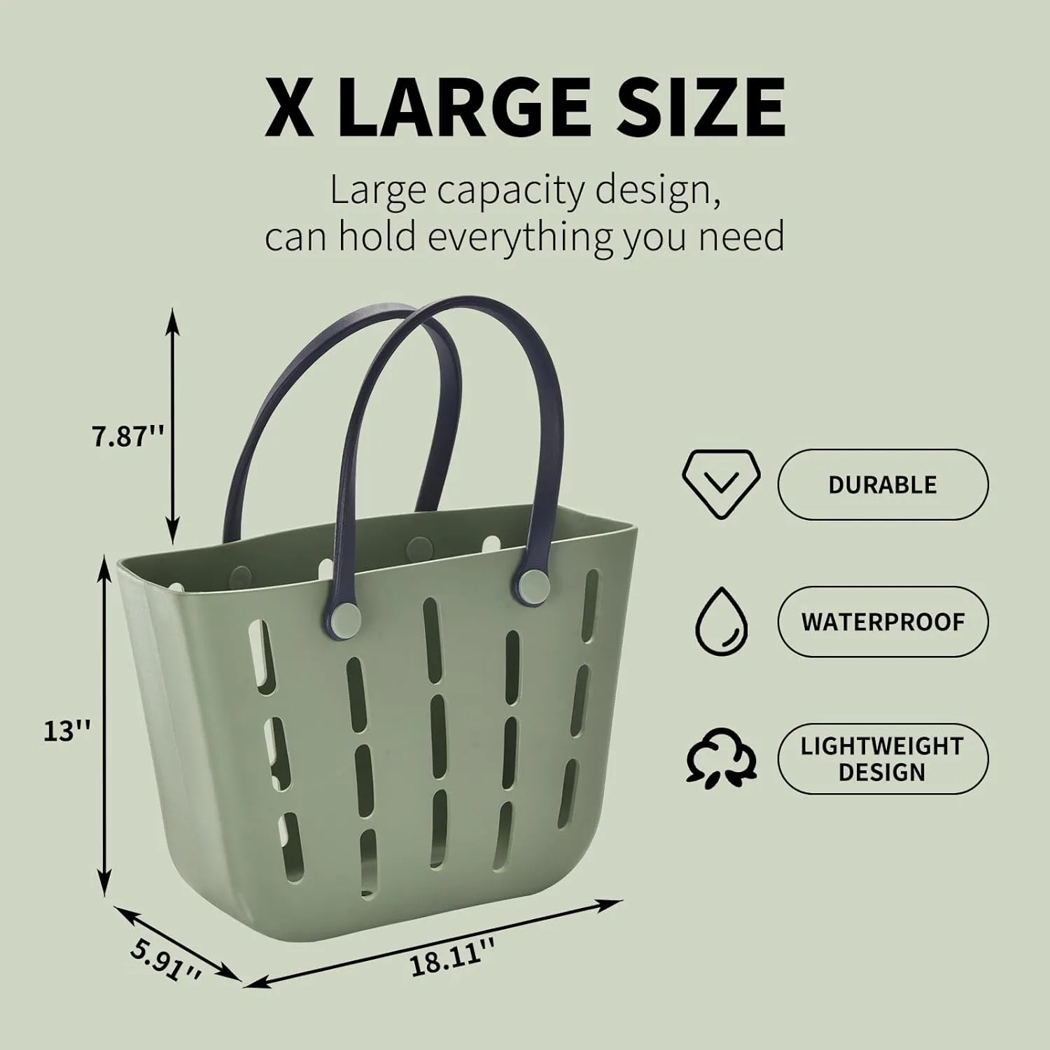 X-Large EVA Beach Bags for Women, Lightweight Waterproof Large Tote Bag for for Beach, Pool, Travel Tote Bags