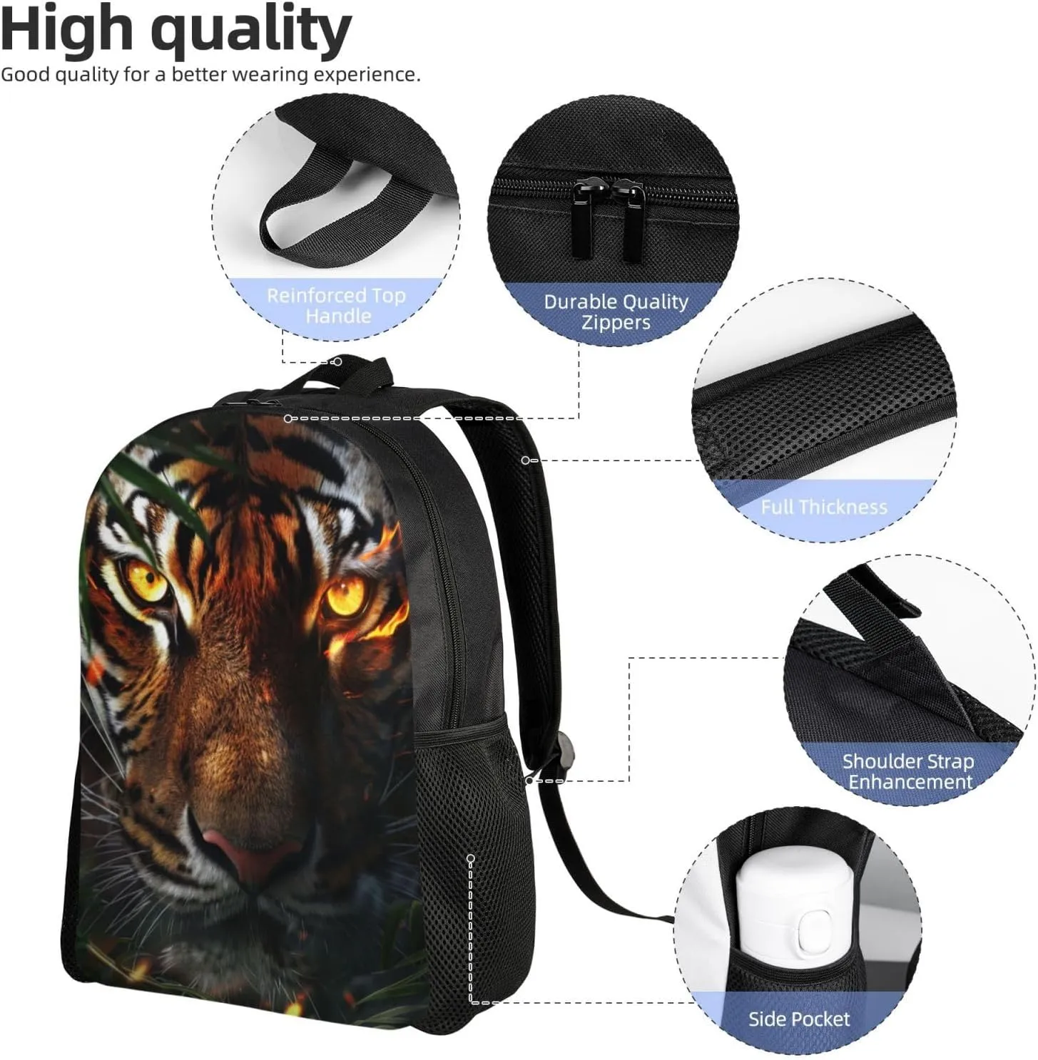 Xerial Ambush Tiger Backpack Waterproof Anti Theft Durable Light Laptop Bag Backpacks For Women Men Travel Gym Backpack