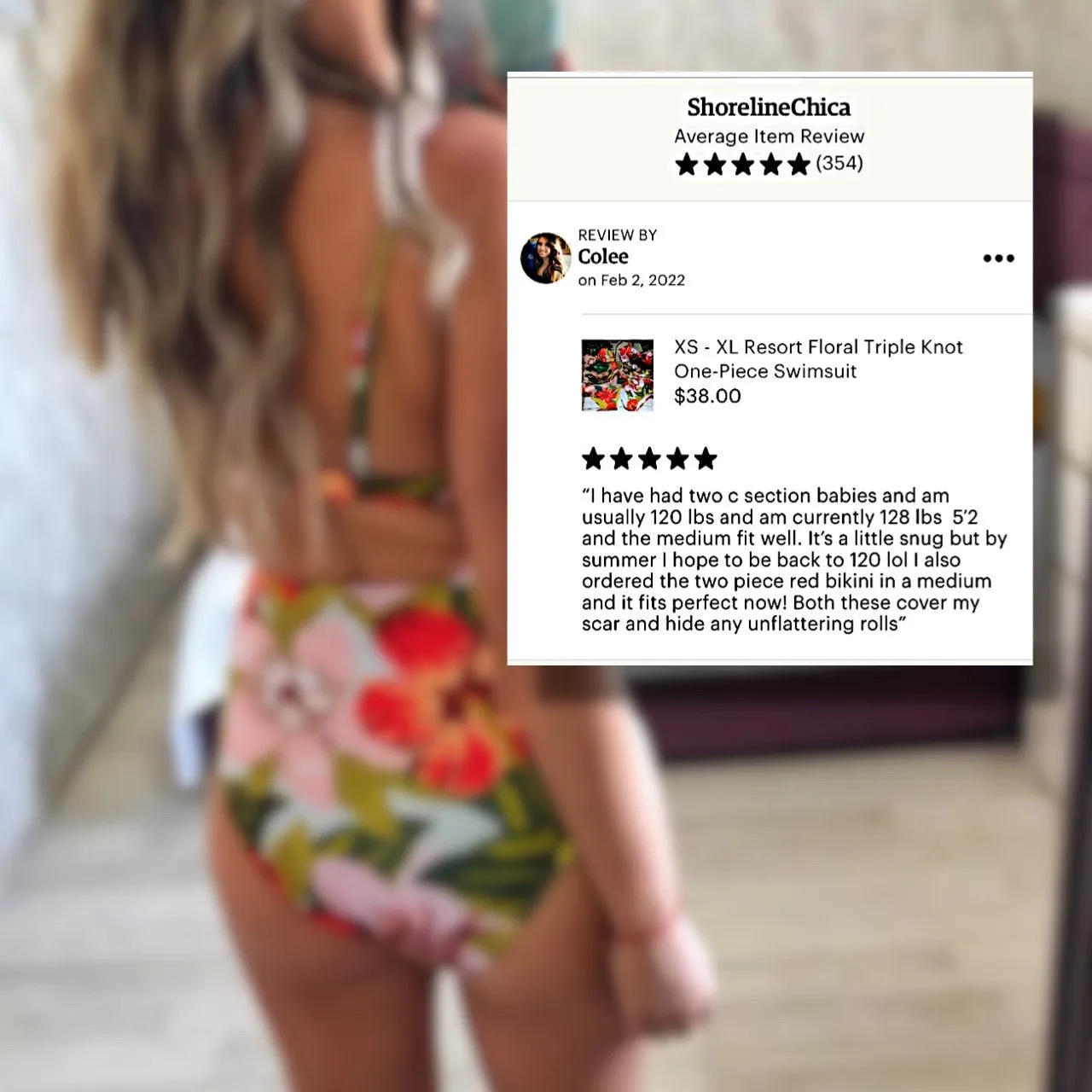 XS - XL Resort Floral Triple Knot One-Piece Swimsuit