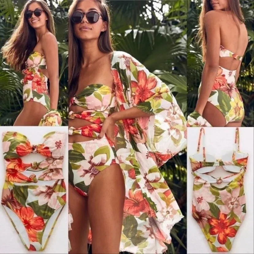 XS - XL Resort Floral Triple Knot One-Piece Swimsuit