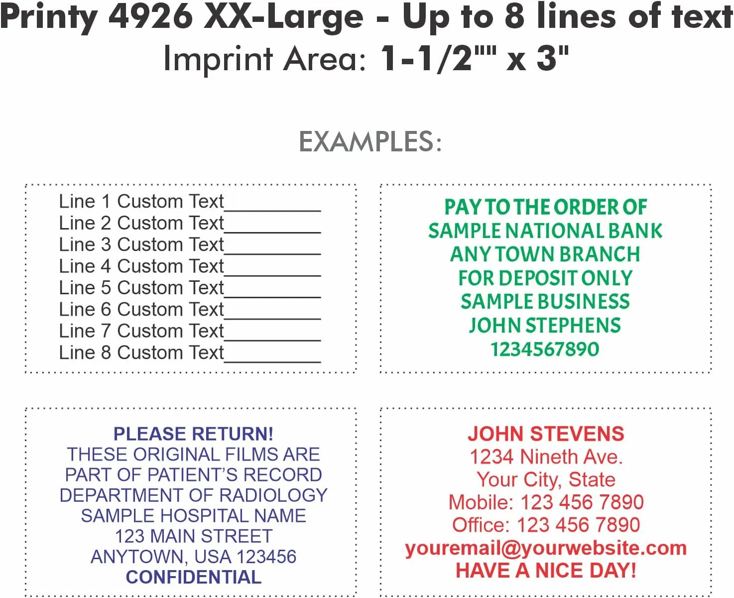 XX-Large Custom Self-Inking Personalized Return Address Stamp - Customizable Up to 8 Lines of Text -Small Business Essentials, Shipping, Work, Office Supplies, Refillable Customized Ink Rubber Stamper