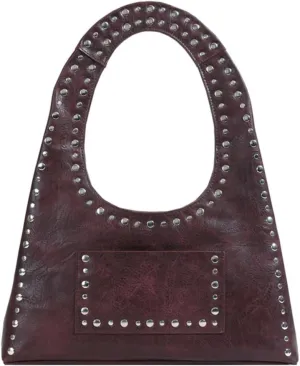 Y2k Crescent Hobo Bags Women 90s Trendy Studded Shoulder Satchels Crossbody Purse PU Leather Punk Underarm Tote Handbag