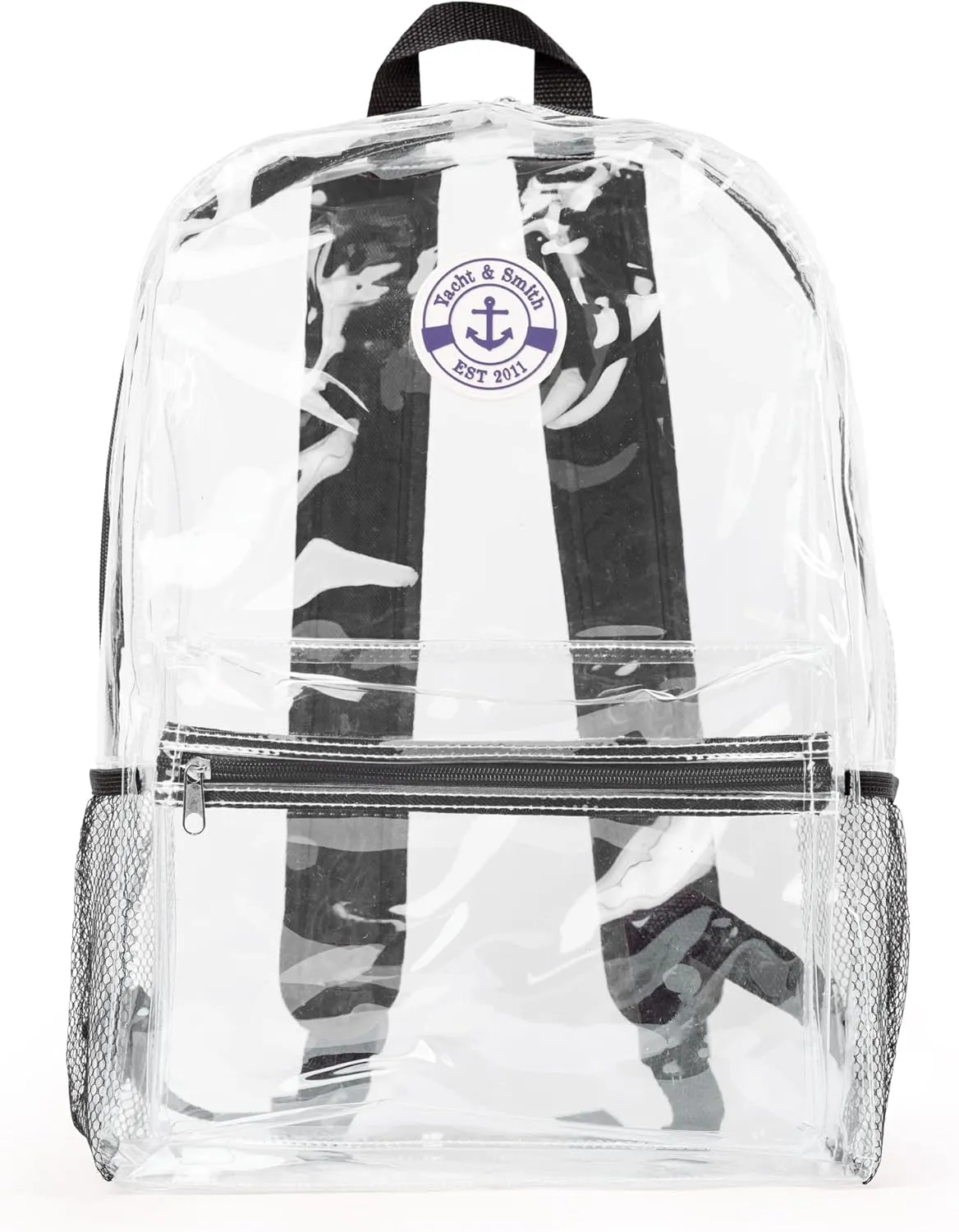 Yacht & Smith 12 Pack Clear Transparent Backpacks, Bulk 17 inch Lightweight Outdoor Travel Gym Corporate Events Bag