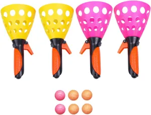 Yardwe Children's Toss Catch Balls Game 2 Pairs Launcher Set for Perfect for Kids Family Interactive Beach Random Color