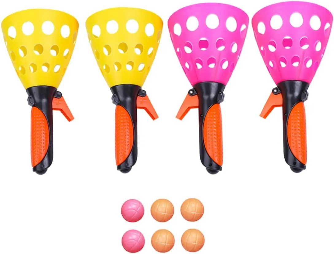 Yardwe Children's Toss Catch Balls Game 2 Pairs Launcher Set for Perfect for Kids Family Interactive Beach Random Color