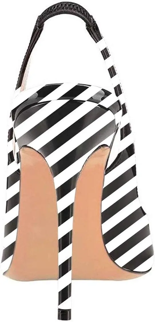 YDN Women Round Toe High Heels Pumps Slip on Stiletto Patent Evening Shoes with Slingback 4-15