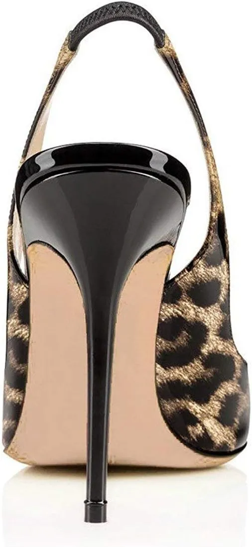 YDN Women Round Toe High Heels Pumps Slip on Stiletto Patent Evening Shoes with Slingback 4-15