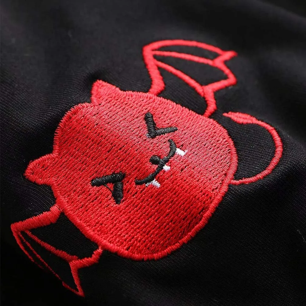 YEMOCILE Women Devil Wing Hooded Sweatshirt Casual Loose Long Sleeve Hoodies Pullover Tops