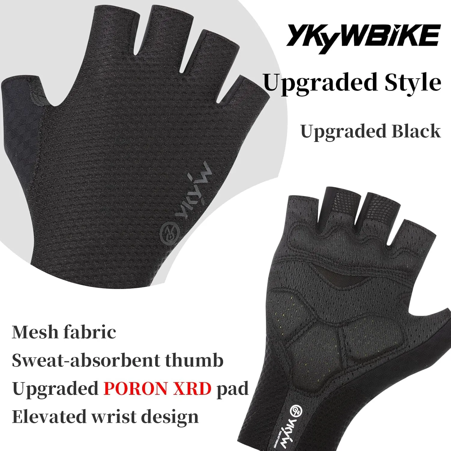 YKYWBIKE Cycling Gloves-Breathable Bike Gloves,Half Finger Padded Sport Gloves,Anti-Slip Biking Gloves,Shock-Absorbing MTB Bicycle Gloves for Men Women