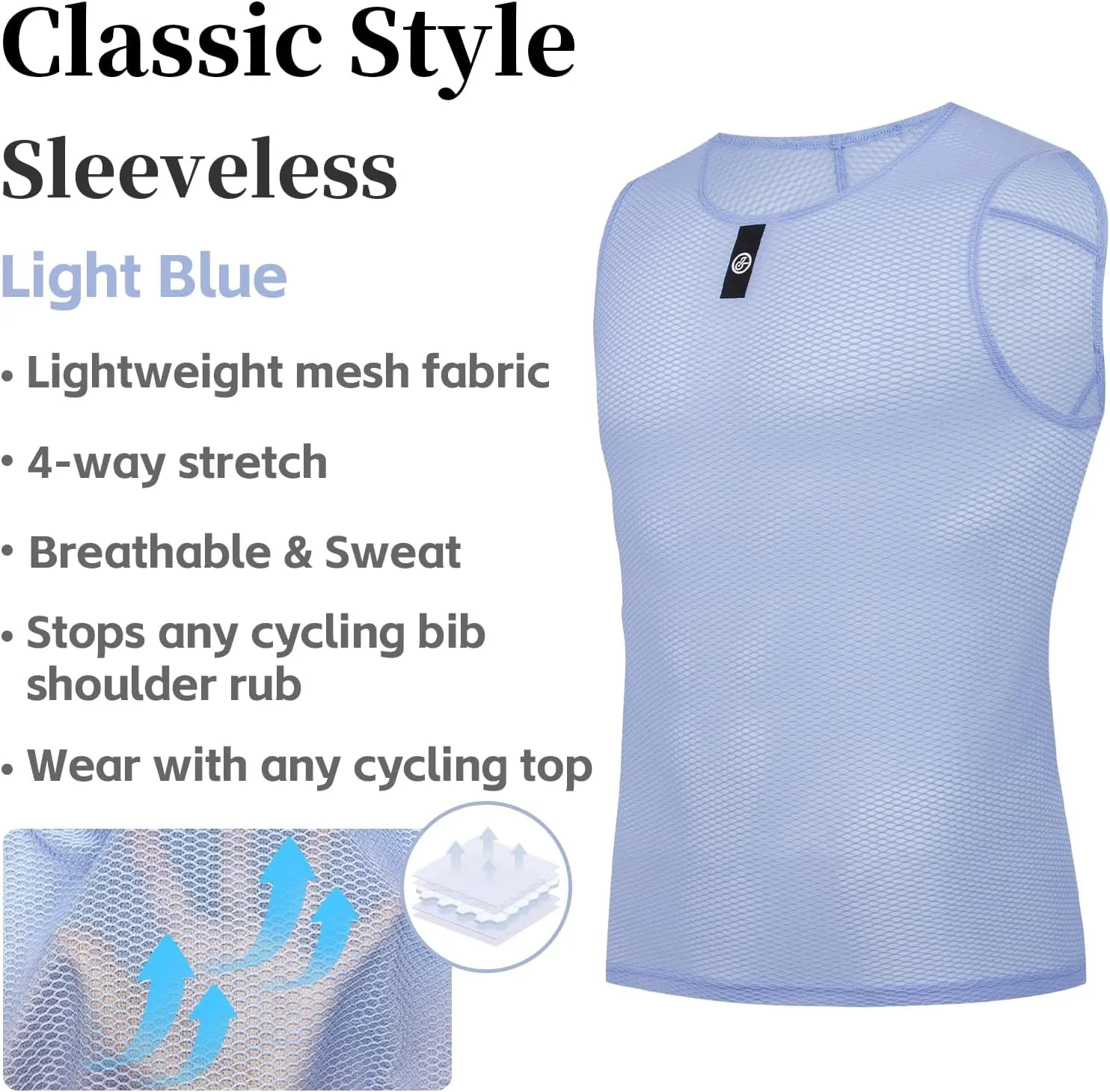 YKYWBIKE Men's Cycling Base Layer Sleeveless Cycling Jersey Men Quick Dry Bicycle Undershirt Mesh Bike Base Layer Vests