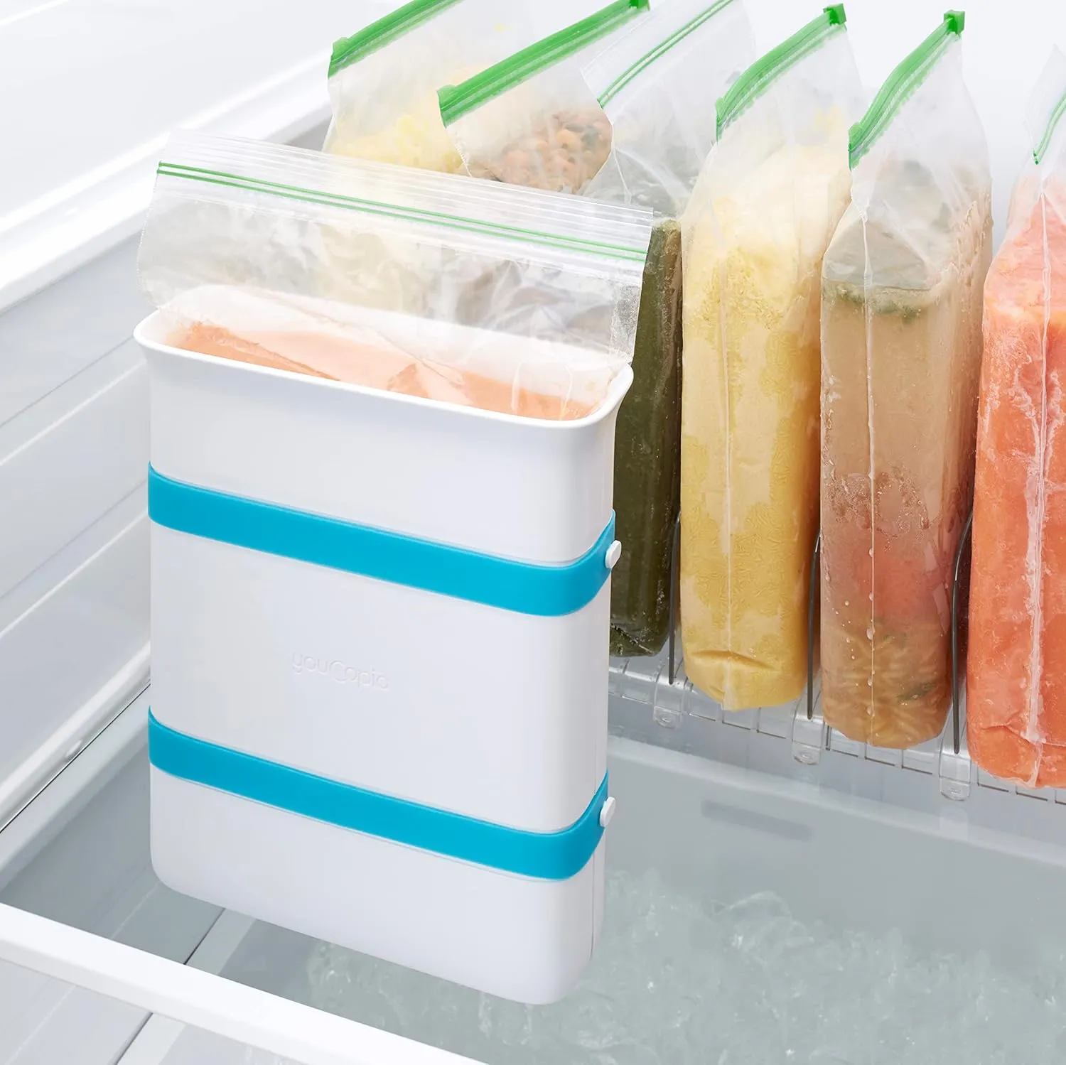 YouCopia FreezeUp Freezer Food Block Maker, 6 Cup, Meal Prep Bag Container to Freeze Soup and Leftovers