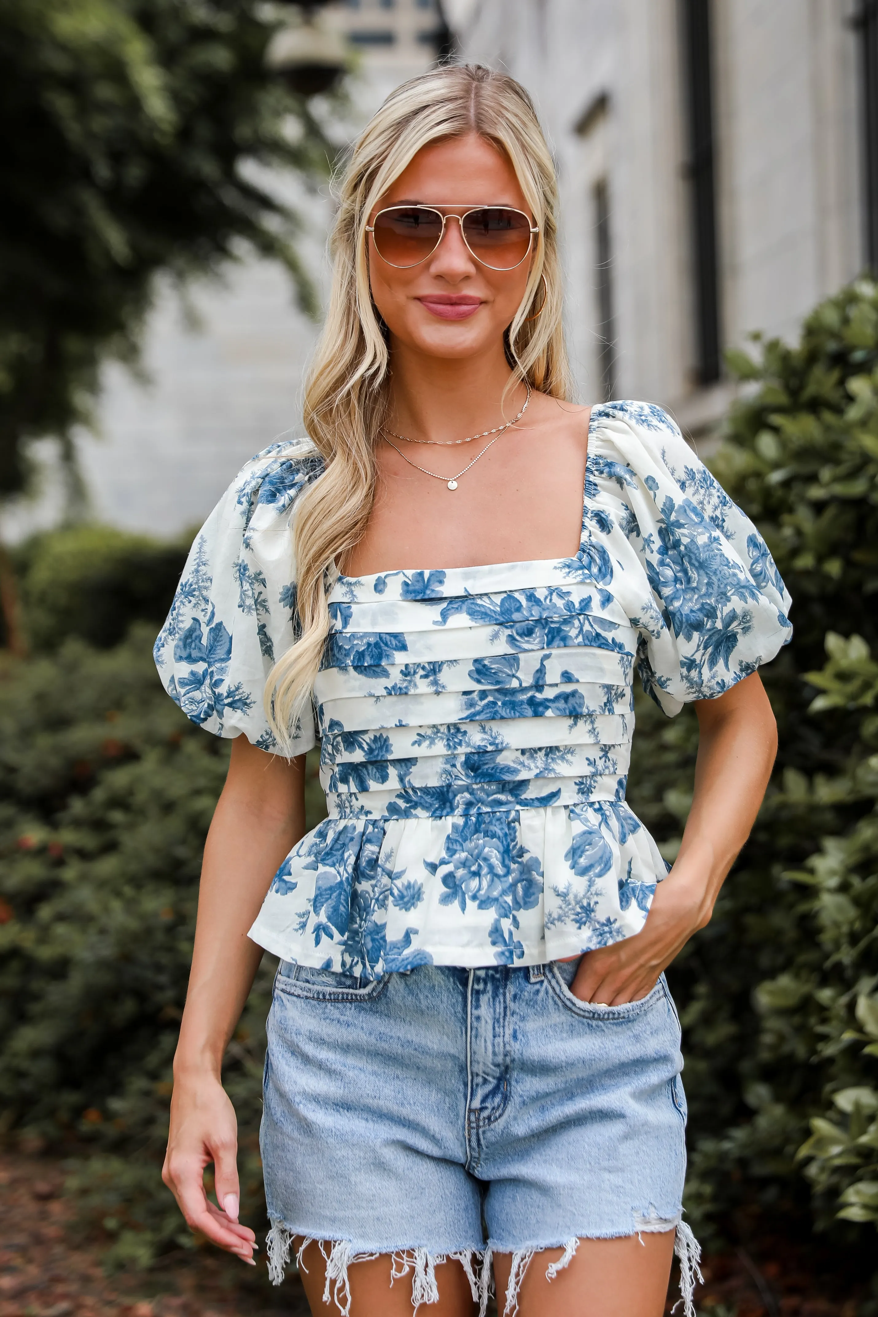 Your Only Darling Ivory Floral Puff Sleeve Blouse