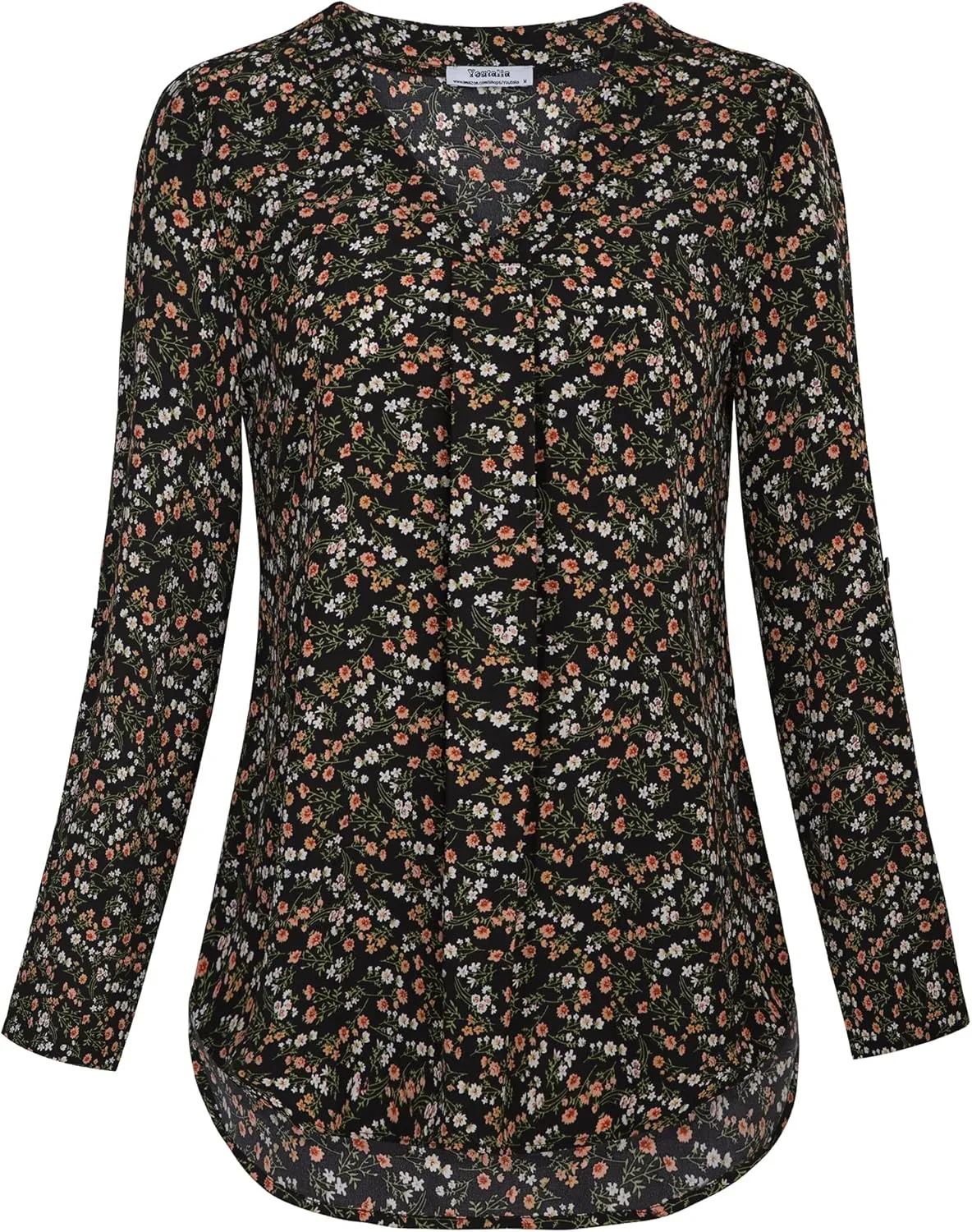 Youtalia Womens Blouses Dressy Casual Business Tops 3/4 Sleeve Chiffon V Neck Work Office Shirts