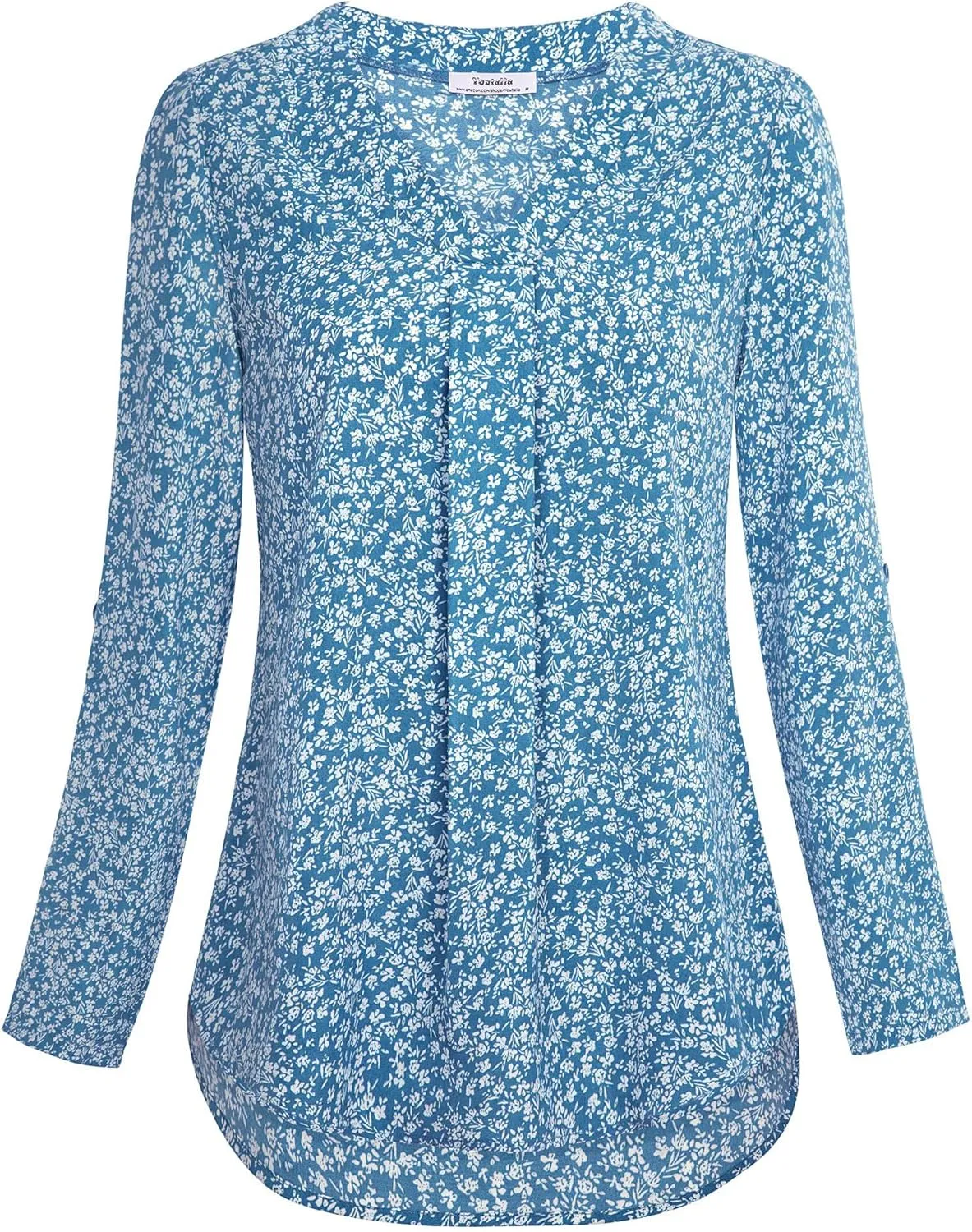 Youtalia Womens Blouses Dressy Casual Business Tops 3/4 Sleeve Chiffon V Neck Work Office Shirts