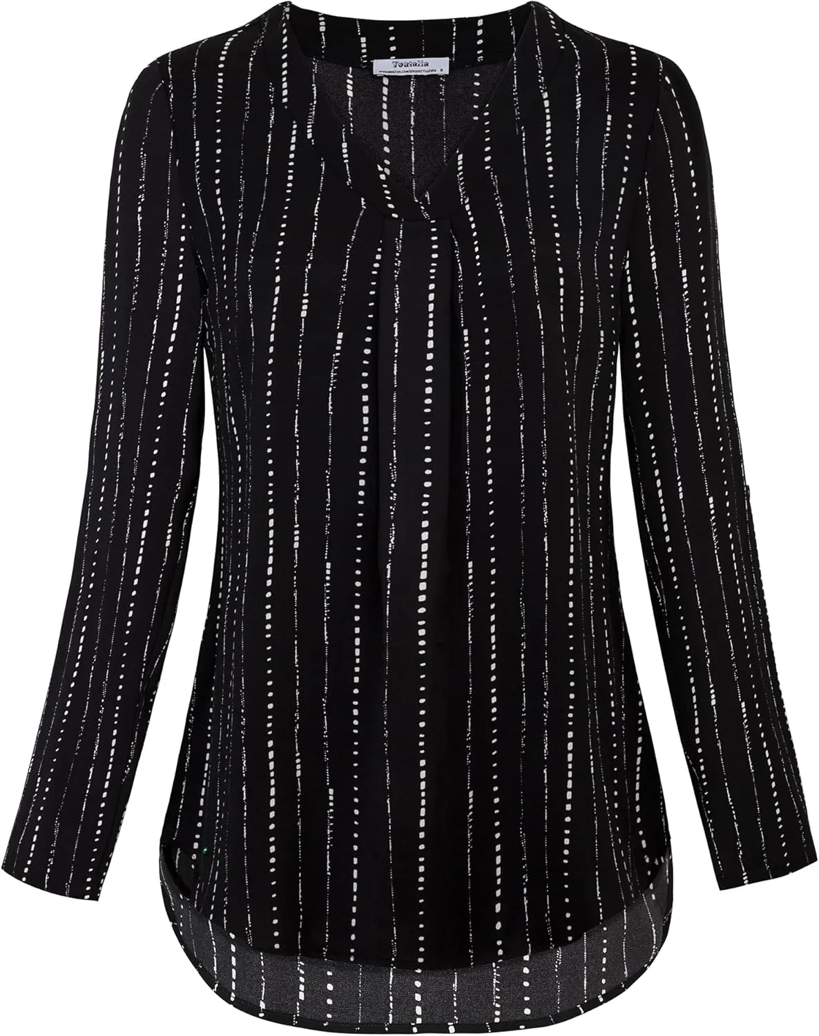 Youtalia Womens Blouses Dressy Casual Business Tops 3/4 Sleeve Chiffon V Neck Work Office Shirts