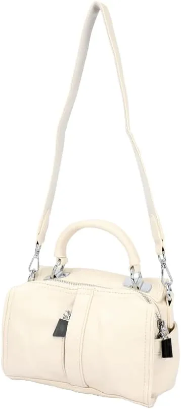 Youthful and Stylish White PU Women's Bag Adjustable Shoulder Strap Ultra Soft Leather Shoulder Slouchy Handbag Cool Summer Tote