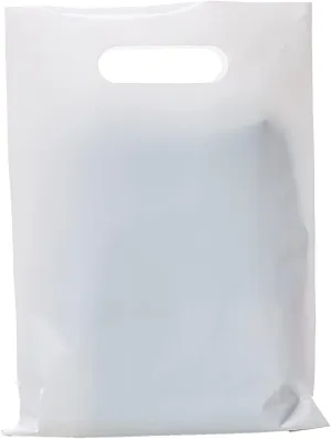 ysmile Merchandise Bag for Small Business Plastic Shopping Bag Store Retail Bag Die Cut Poly Bag with Handle 7.8"x11.8" - White