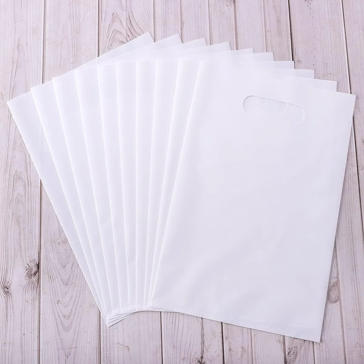 ysmile Merchandise Bag for Small Business Plastic Shopping Bag Store Retail Bag Die Cut Poly Bag with Handle 7.8"x11.8" - White