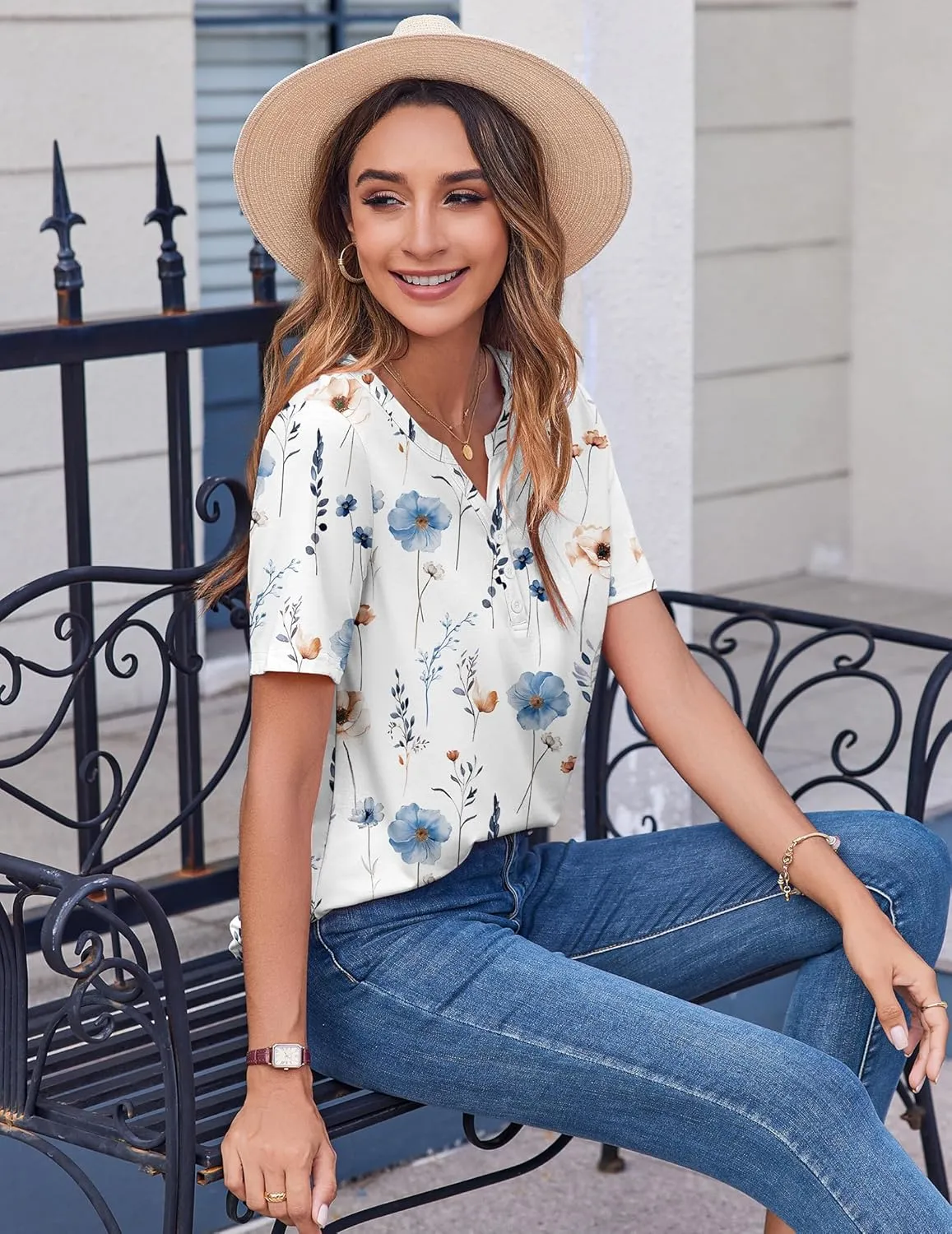 Zeagoo Womens Summer Tops Casual Short Sleeve V Neck Shirts Business Dressy Work Blouses