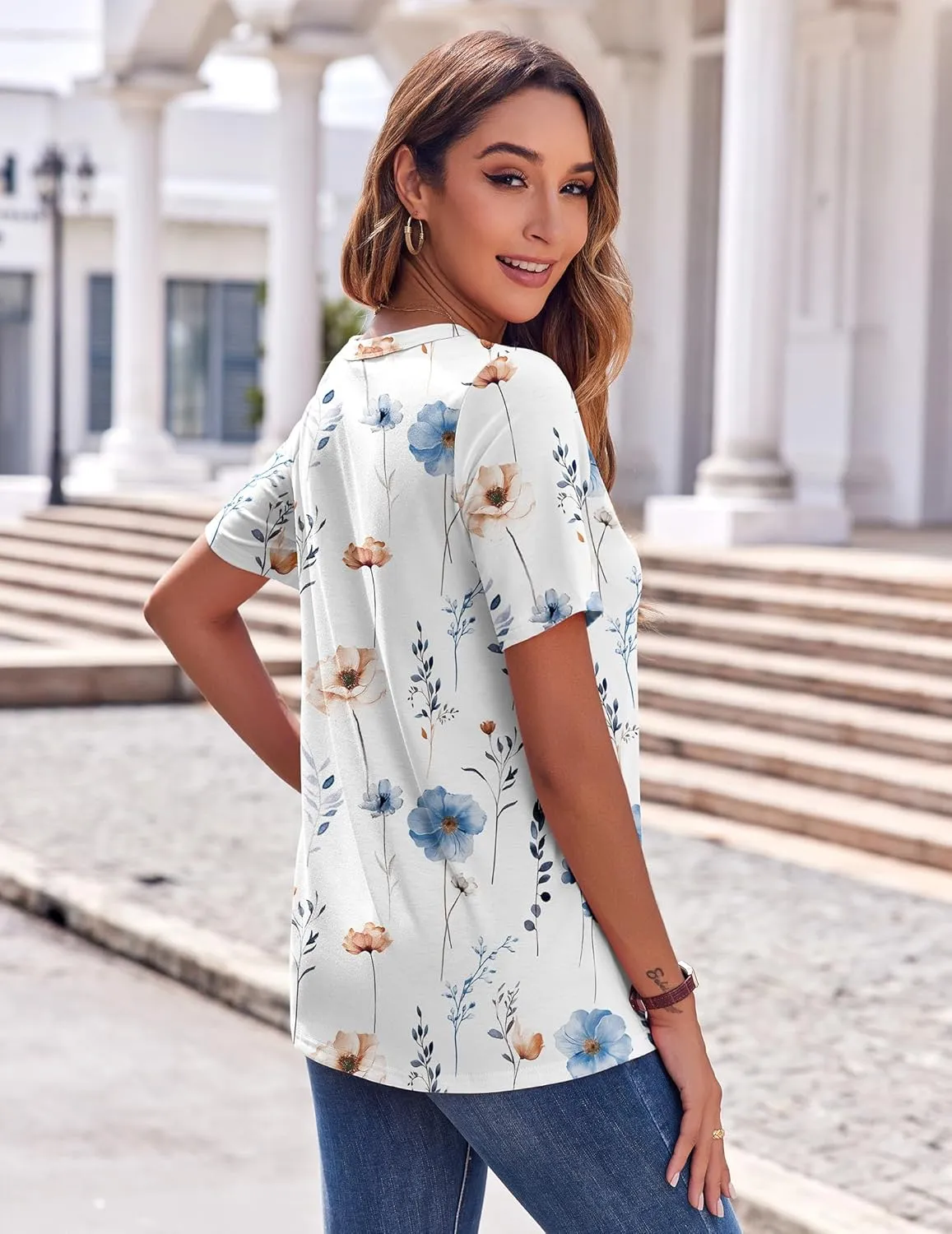 Zeagoo Womens Summer Tops Casual Short Sleeve V Neck Shirts Business Dressy Work Blouses