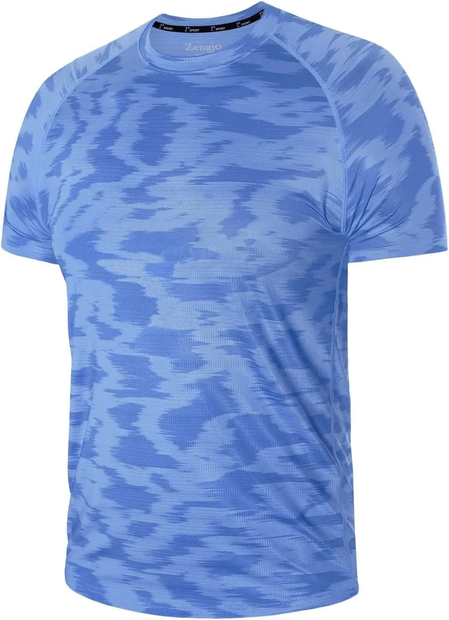 Zengjo Mens Workout Shirts Quick Dry Short Sleeve Athletic Running Gym T Shirt