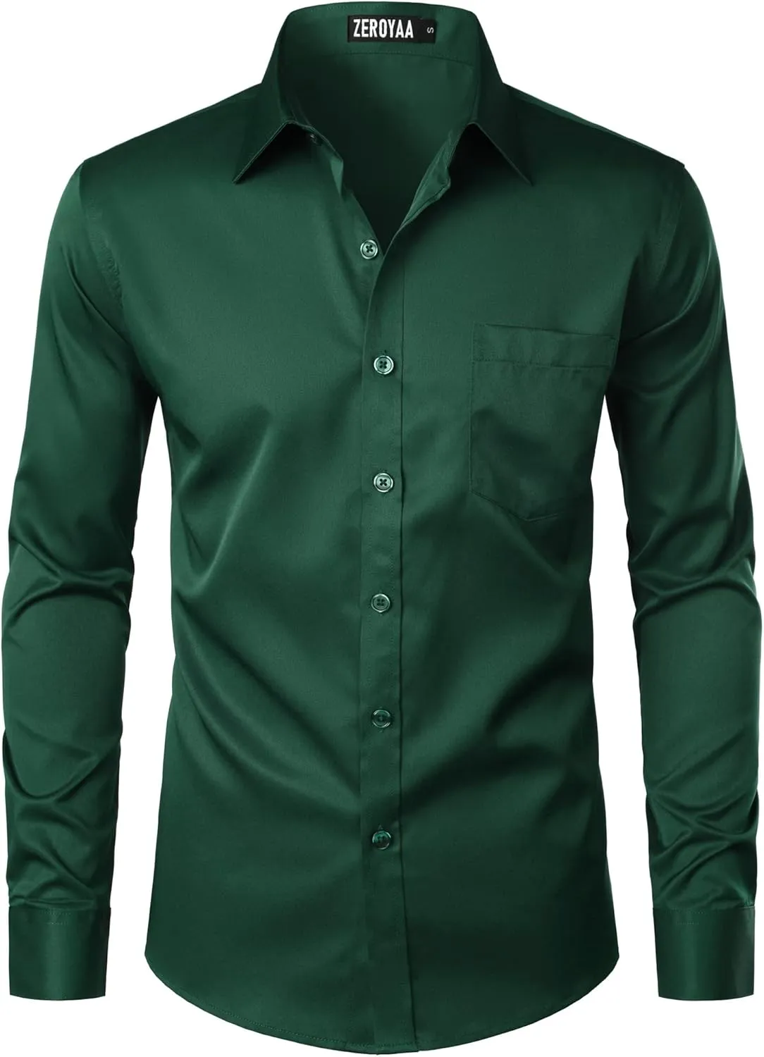 ZEROYAA Men's Urban Stylish Casual Business Slim Fit Long Sleeve Button Up Dress Shirt with Pocket