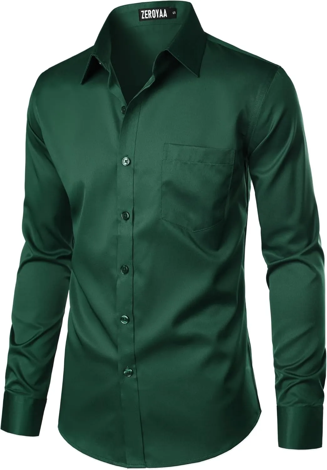 ZEROYAA Men's Urban Stylish Casual Business Slim Fit Long Sleeve Button Up Dress Shirt with Pocket