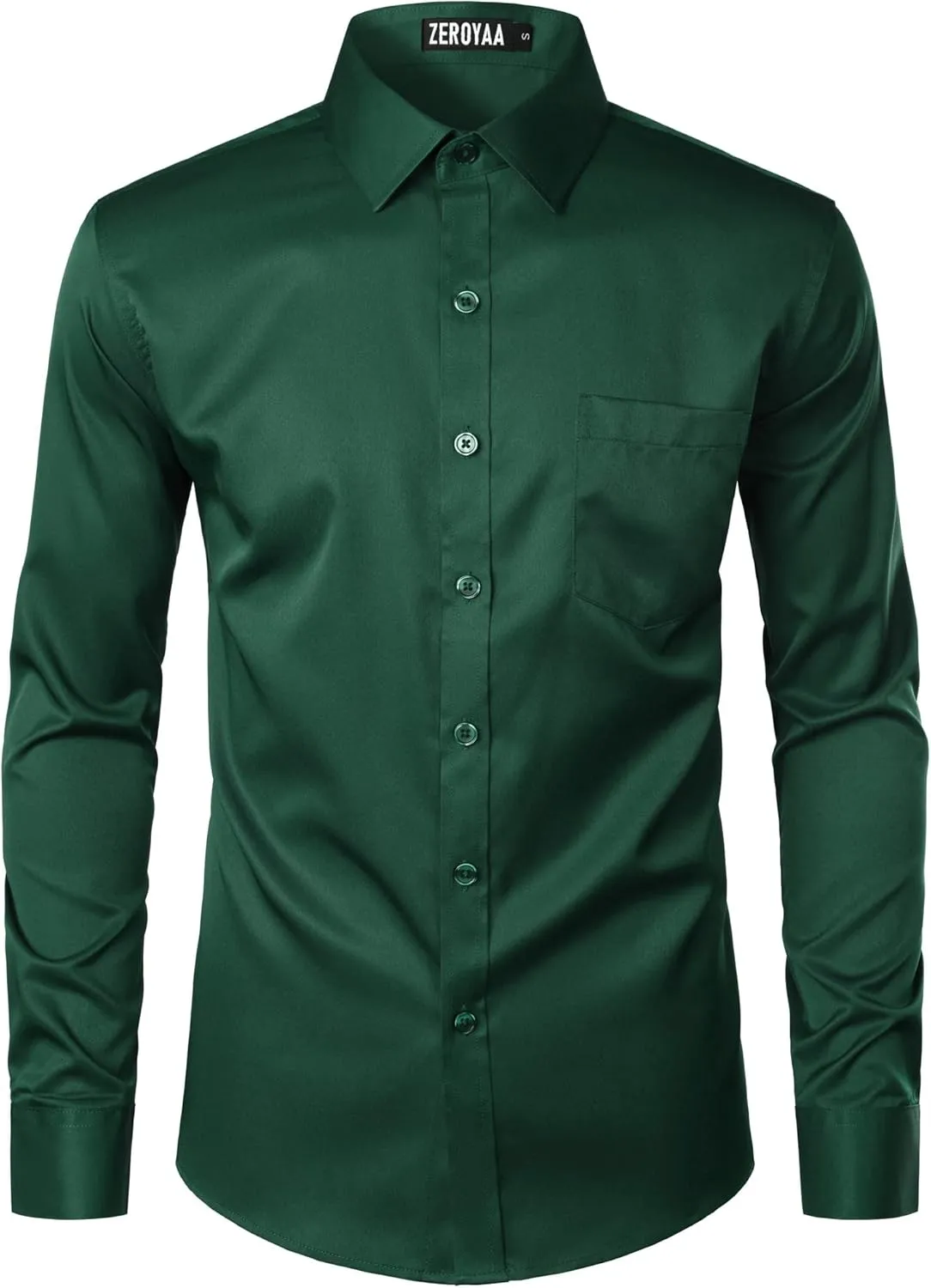 ZEROYAA Men's Urban Stylish Casual Business Slim Fit Long Sleeve Button Up Dress Shirt with Pocket